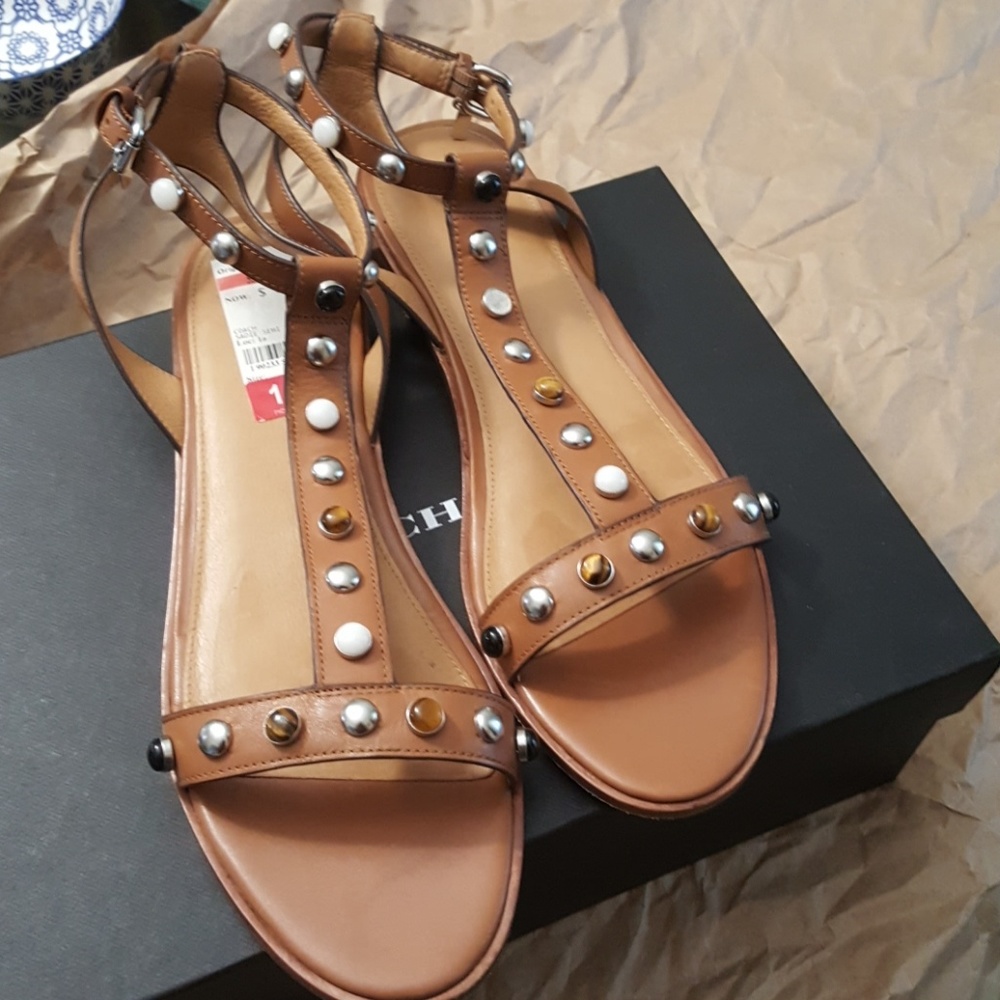 Coach Sadie Semi Matte Calf saddle sandals